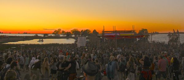 crowd sunset